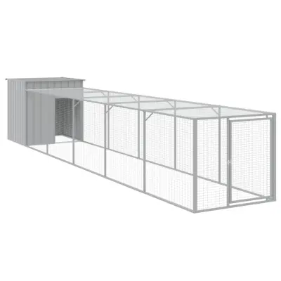 vidaXL Kokošnjak z izhodom svetlo siv 110x609x110 cm pocinkano jeklo