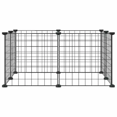 vidaXL Ograda za hišne ljubljenčke z 8 paneli črna 35x35 cm jeklo