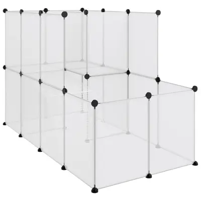 vidaXL Ograda za male živali prozorna 142x74x93 cm PP in jeklo