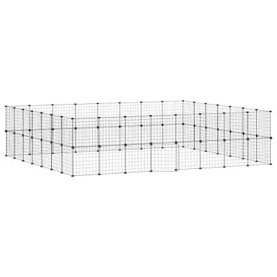 vidaXL Ograda za hišne ljubljenčke s 60 paneli črna 35x35 cm jeklo