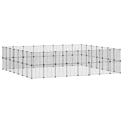 vidaXL Ograda za hišne ljubljenčke s 60 paneli črna 35x35 cm jeklo
