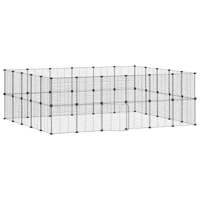 vidaXL Ograda za hišne ljubljenčke s 44 paneli črna 35x35 cm jeklo