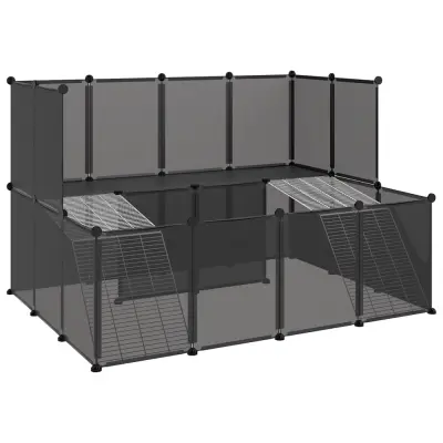 vidaXL Ograda za male živali črna 143x107x93 cm PP in jeklo
