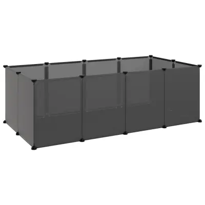 vidaXL Ograda za male živali črna 144x74x46,5 cm PP in jeklo