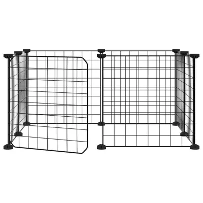 vidaXL Ograda za hišne ljubljenčke z 8 paneli črna 35x35 cm jeklo