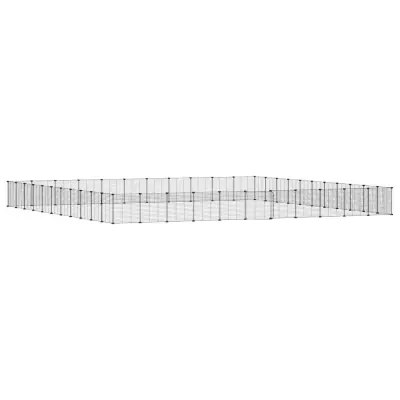vidaXL Ograda za hišne ljubljenčke s 44 paneli črna 35x35 cm jeklo