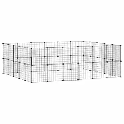 vidaXL Ograda za hišne ljubljenčke s 44 paneli črna 35x35 cm jeklo