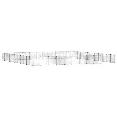 vidaXL Ograda za hišne ljubljenčke s 44 paneli črna 35x35 cm jeklo