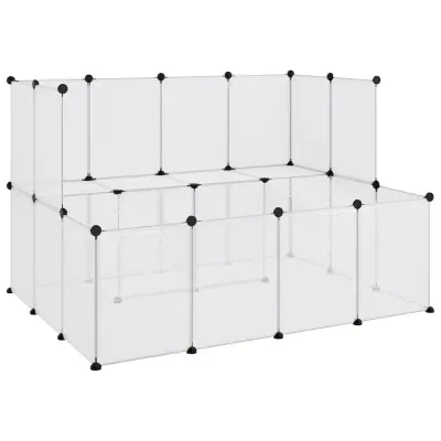 vidaXL Ograda za male živali prozorna 143x107x93 cm PP in jeklo