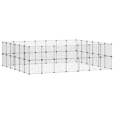 vidaXL Ograda za hišne ljubljenčke z 52 paneli črna 35x35 cm jeklo