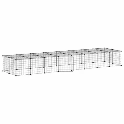 vidaXL Ograda za hišne ljubljenčke s 36 paneli črna 35x35 cm jeklo
