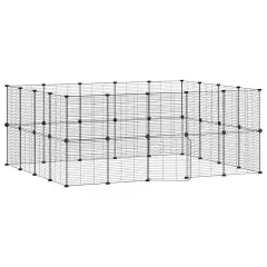 vidaXL Ograda za hišne ljubljenčke s 36 paneli črna 35x35 cm jeklo
