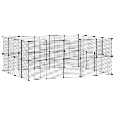 vidaXL Ograda za hišne ljubljenčke s 36 paneli črna 35x35 cm jeklo