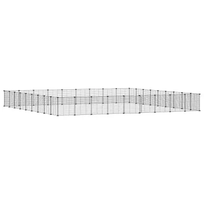 vidaXL Ograda za hišne ljubljenčke s 36 paneli črna 35x35 cm jeklo