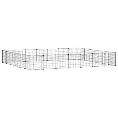 vidaXL Ograda za hišne ljubljenčke z 28 paneli črna 35x35 cm jeklo