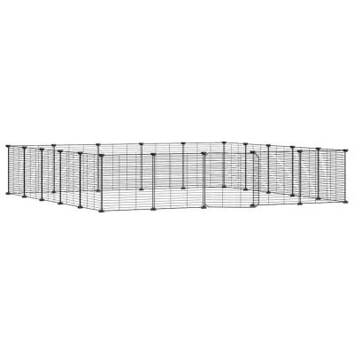 vidaXL Ograda za hišne ljubljenčke z 20 paneli črna 35x35 cm jeklo