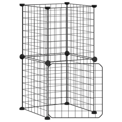 vidaXL Ograda za hišne ljubljenčke z 8 paneli črna 35x35 cm jeklo