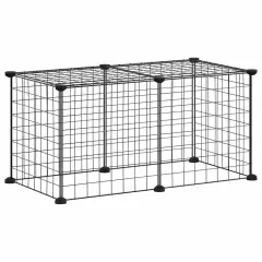 vidaXL Ograda za hišne ljubljenčke z 8 paneli črna 35x35 cm jeklo