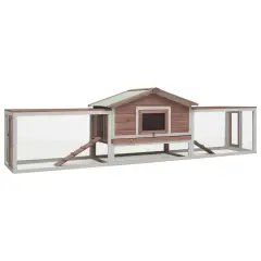 vidaXL Zajčnik mocha 310x70x87 cm trdna borovina in les jelke