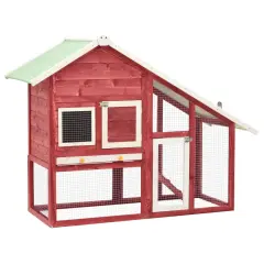 vidaXL Zajčnik rdeč in bel 140x63x120 cm trden les jelke