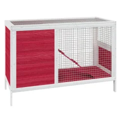 vidaXL Zajčnik rdeč 103x44x69,5 cm trdna borovina
