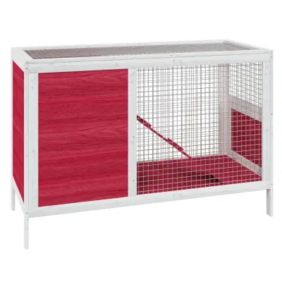 vidaXL Zajčnik rdeč 103x44x69,5 cm trdna borovina