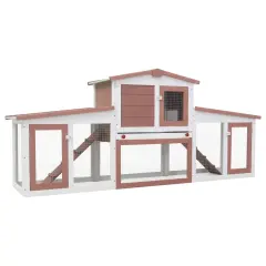 vidaXL Zunanji velik zajčnik rjav in bel 204x45x85 cm les