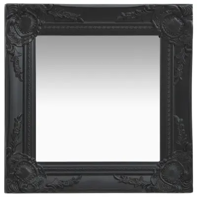 vidaXL Stensko ogledalo v baročnem stilu 40x40 cm črno