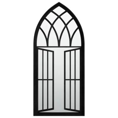 vidaXL Vrtno ogledalo črno 100x45 cm železno za zunanjo uporabo