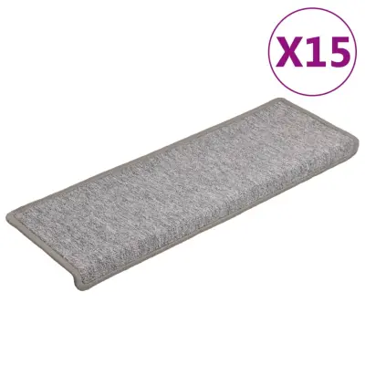 vidaXL Preproge za stopnice 15 kosov 65x21x4 cm svetlo sive