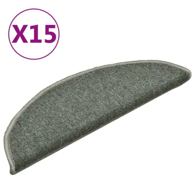 vidaXL Preproge za stopnice 15 kosov temno zelene 56x17x3 cm