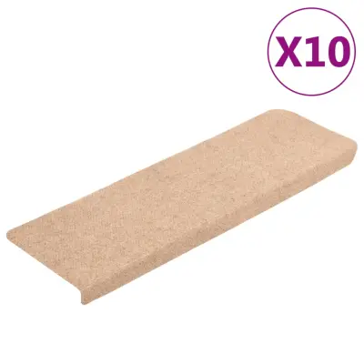 vidaXL Preproge za stopnice 10 kosov krem 65x21x4 cm