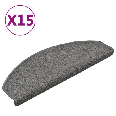 vidaXL Preproge za stopnice 15 kosov temno sive 65x24x4 cm