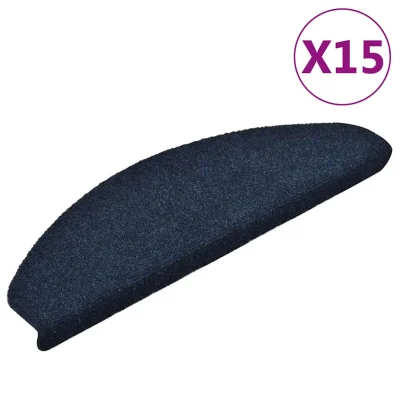 vidaXL Samolepilne preproge za stopnice 15 kosov mor. modre 65x21x4 cm