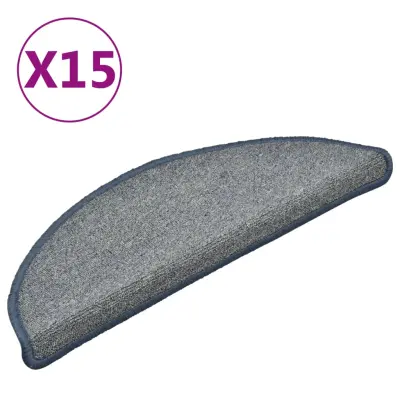 vidaXL Preproge za stopnice 15 kosov svetlo sive in modre 56x17x3 cm