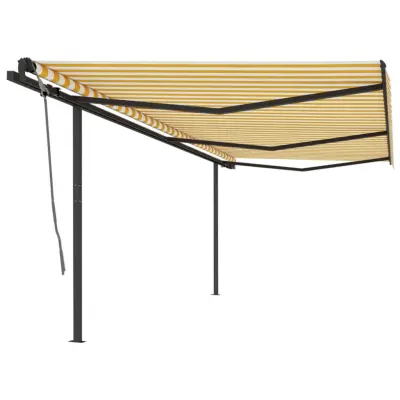 vidaXL Ročno zložljiva tenda s stebrički 6x3 m rumena in bela