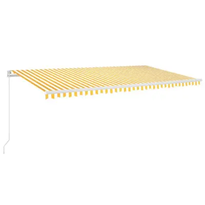 vidaXL Ročno zložljiva tenda LED 600x300 cm rumena in bela