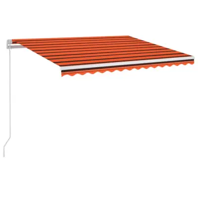 vidaXL Ročno zložljiva tenda z LED lučmi 350x250 cm oranžna in rjava