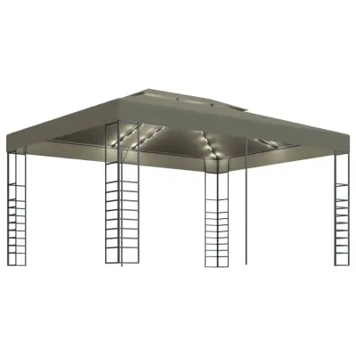 vidaXL Paviljon z LED lučkami 3x4 m taupe