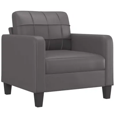vidaXL Fotelj siv 60 cm umetno usnje