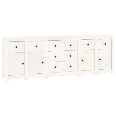 vidaXL Komoda bela 230x35x80 cm trdna borovina