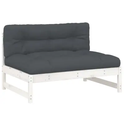 vidaXL Sredinski kavč bel 120x80 cm trdna borovina