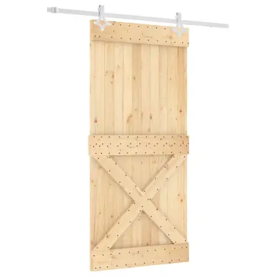 vidaXL Drsna vrata s kompletom vodil 95x210 cm trdna borovina