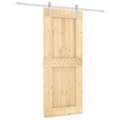 vidaXL Drsna vrata s kompletom vodil 85x210 cm trdna borovina