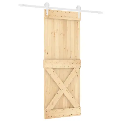 vidaXL Drsna vrata s kompletom vodil 80x210 cm trdna borovina