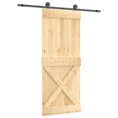 vidaXL Drsna vrata s kompletom vodil 85x210 cm trdna borovina