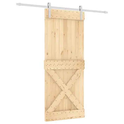 vidaXL Drsna vrata s kompletom vodil 85x210 cm trdna borovina