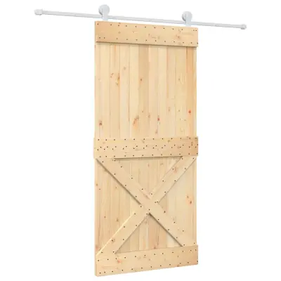 vidaXL Drsna vrata s kompletom vodil 95x210 cm trdna borovina