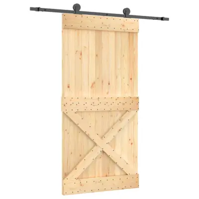 vidaXL Drsna vrata s kompletom vodil 100x210 cm trdna borovina