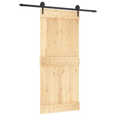 vidaXL Drsna vrata s kompletom vodil 90x210 cm trdna borovina